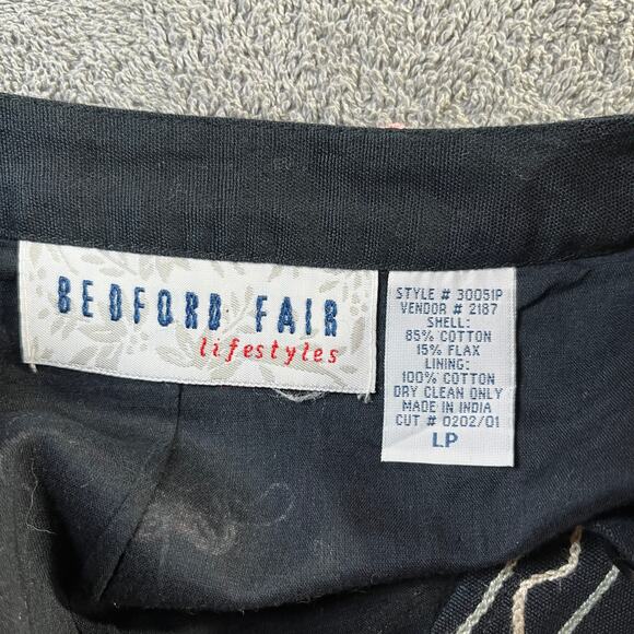 Bedford Fair Cardigan Sweater Womens Size PL Black Floral Embroidered Button Art - Picture 5 of 7